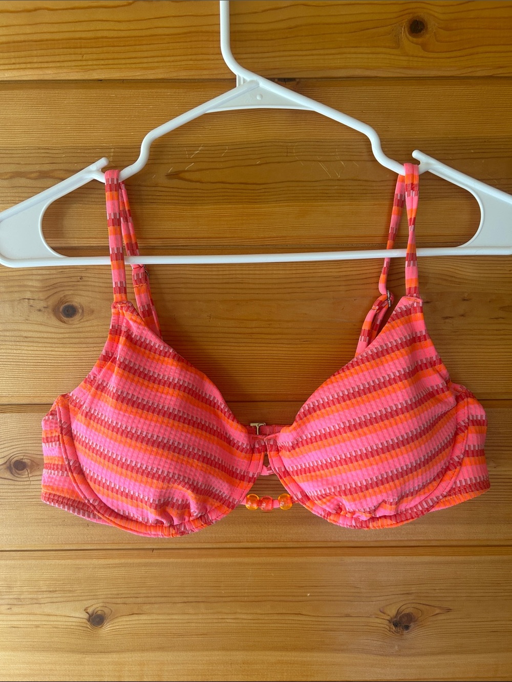 wild fable Pink & Orange Striped Underwire Bikini Top
